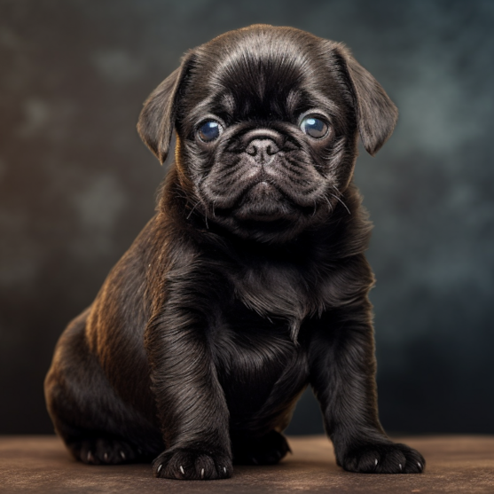 Fawn Pug with a shiny coat posing for picture Fawn Pug